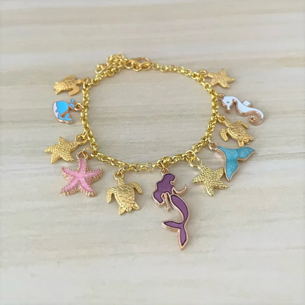 Gold Aquatic Charm Bracelet