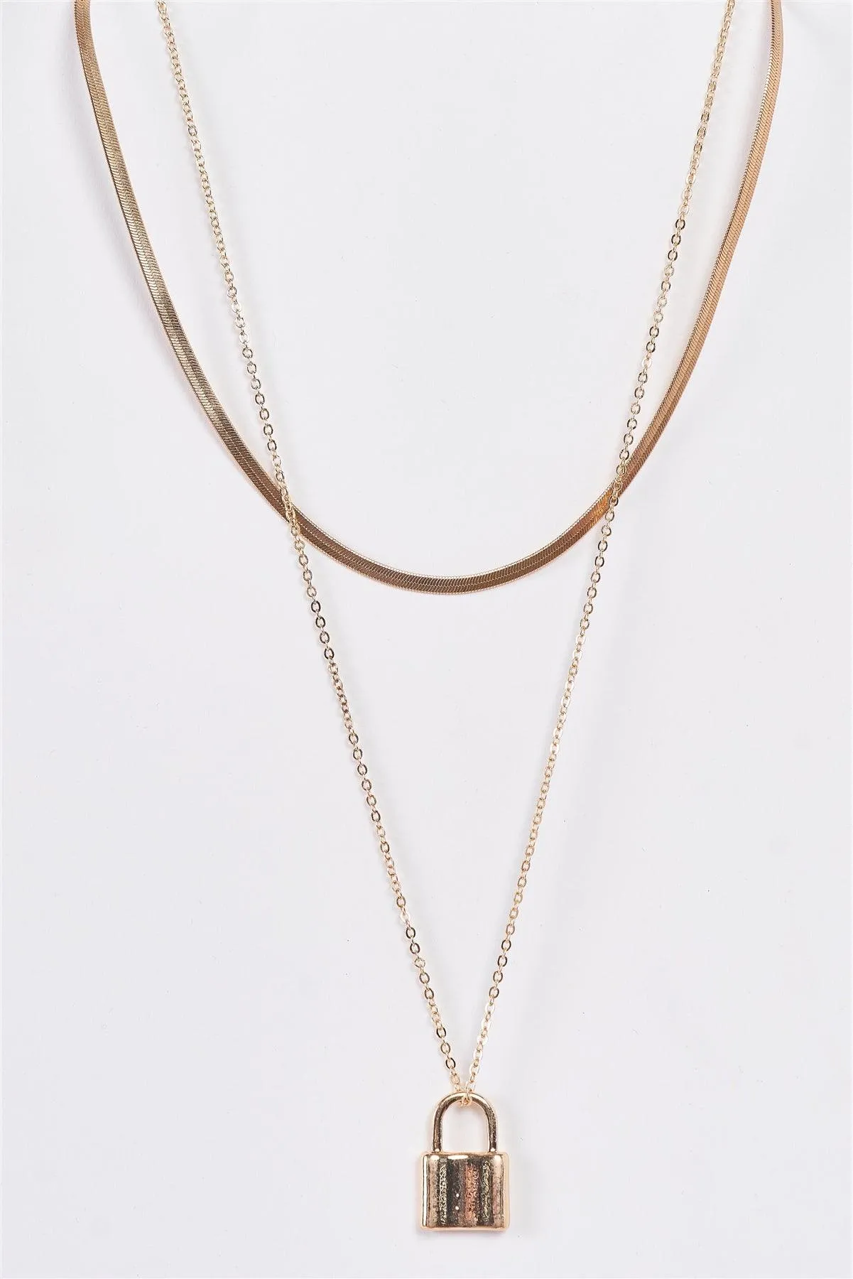 Gold Double Linked Snake Chain Pendant Necklace