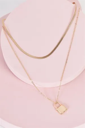 Gold Double Linked Snake Chain Pendant Necklace