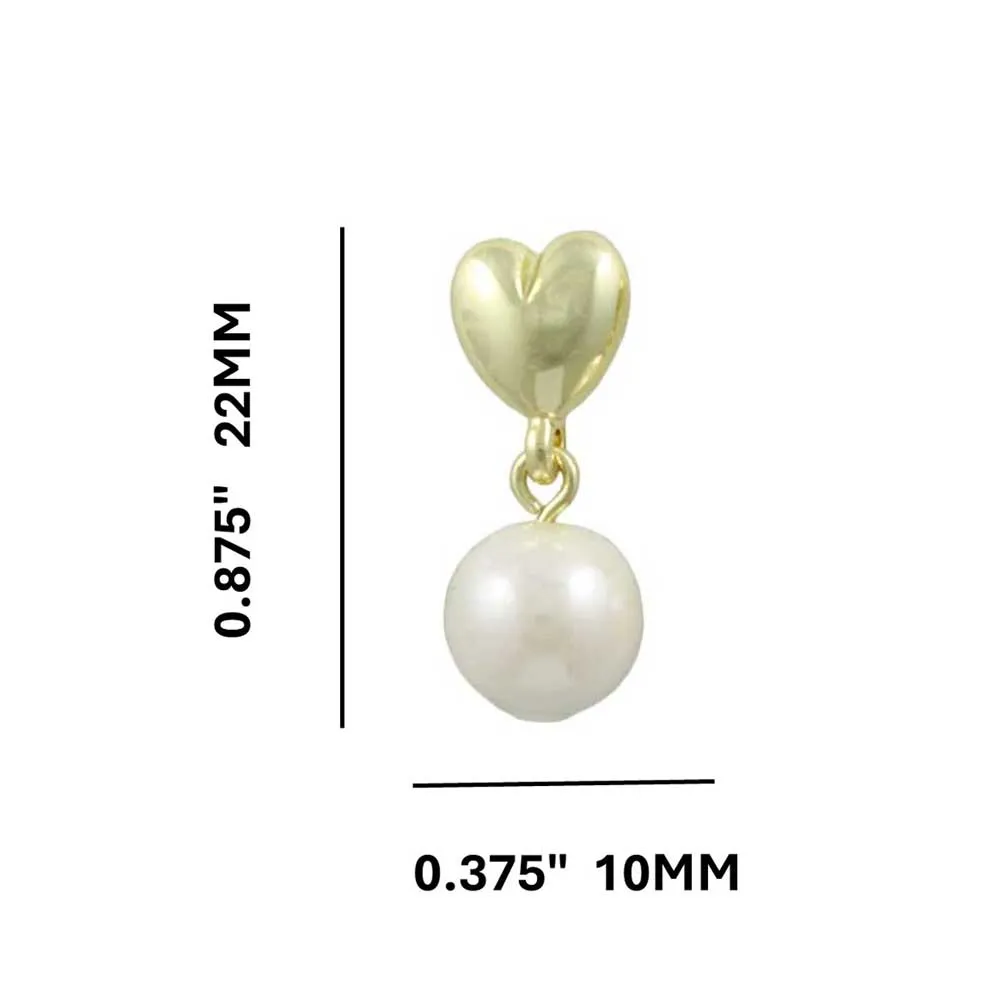 Gold Heart with 8MM White Pearl Clip Earring - PE143C