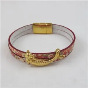 Gold Mermaid Red Circle Leather Bracelet