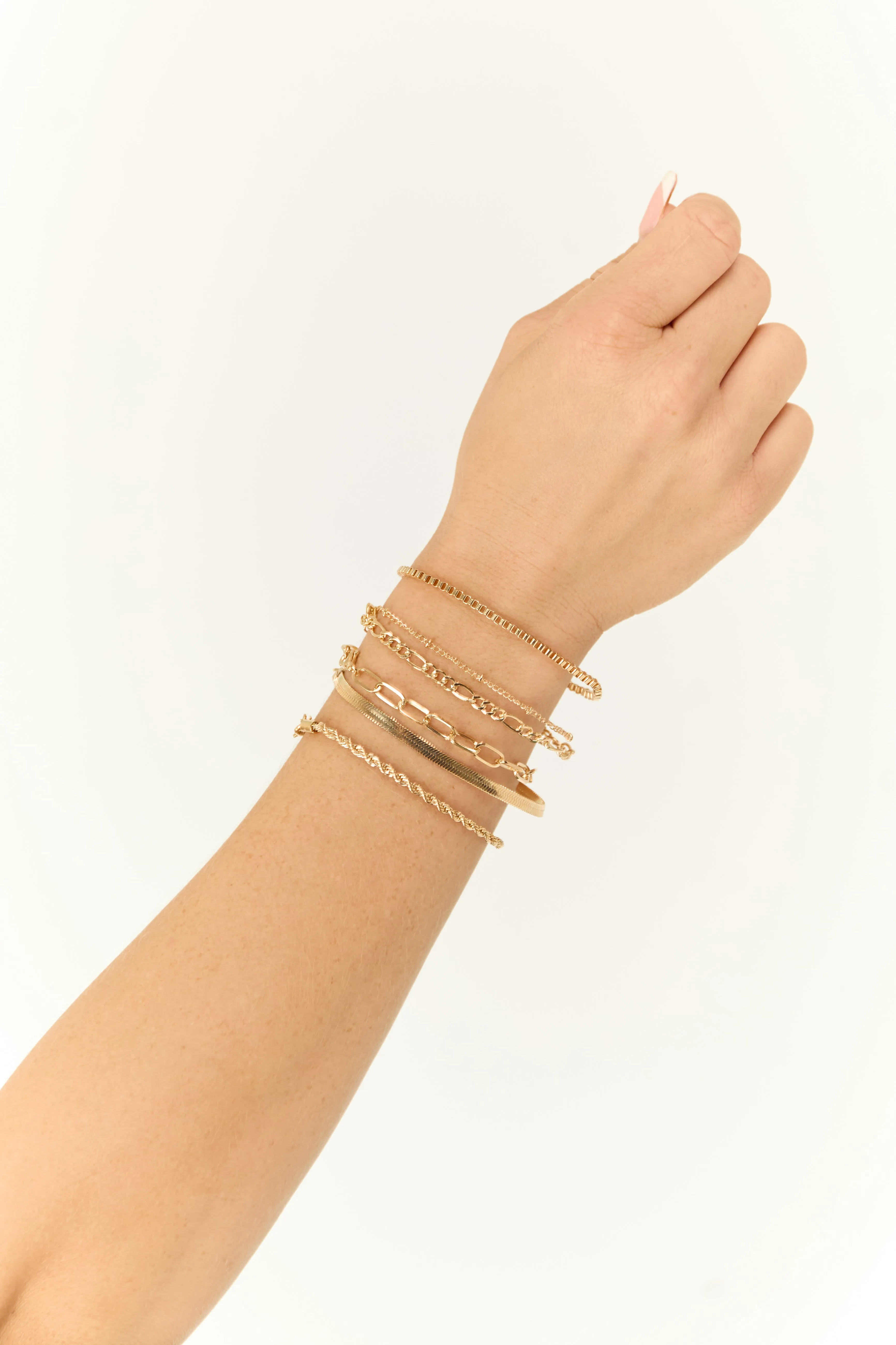 Gold Multi Style 6 Chain Bracelets