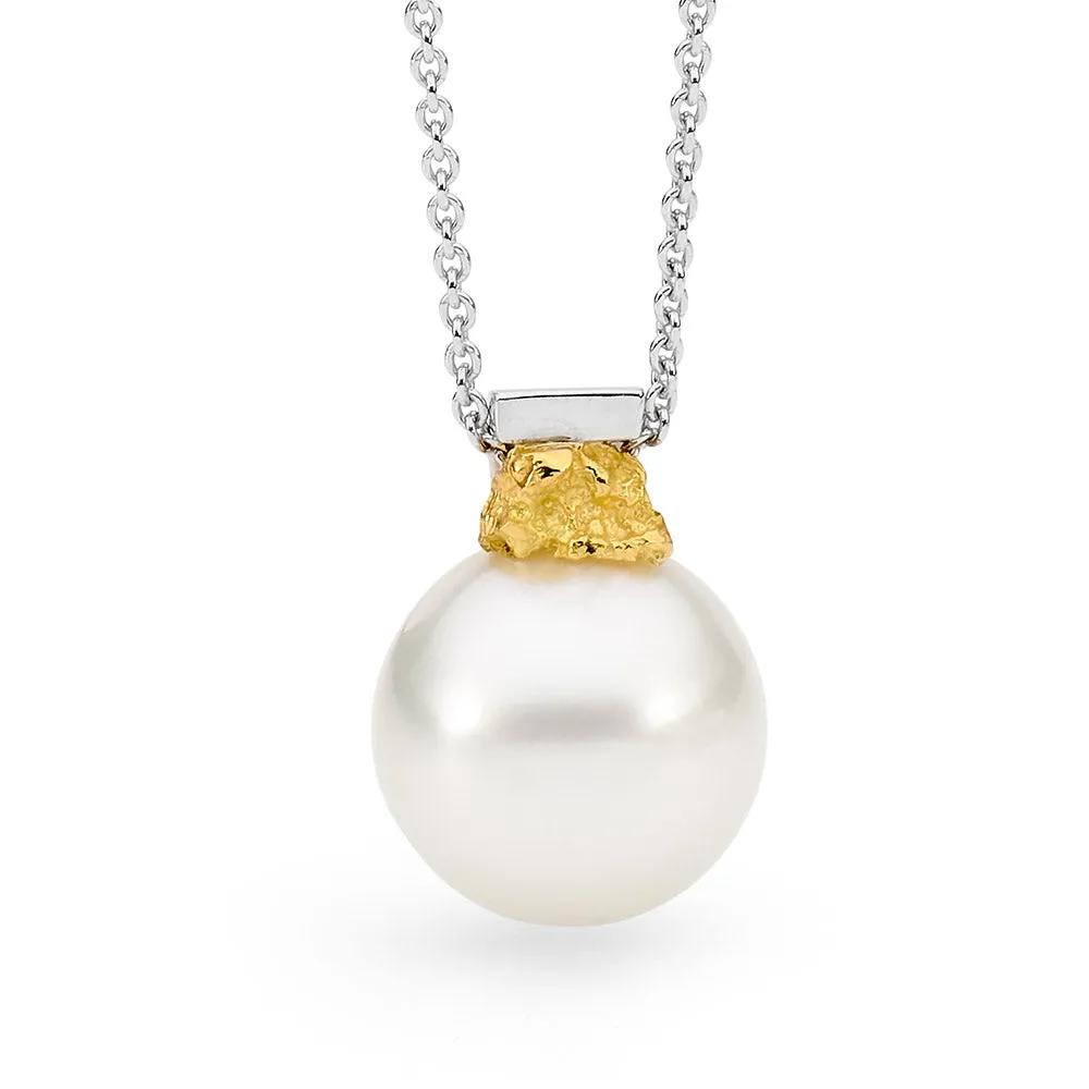 Gold Nugget Inspired Australian Pearl Pendant