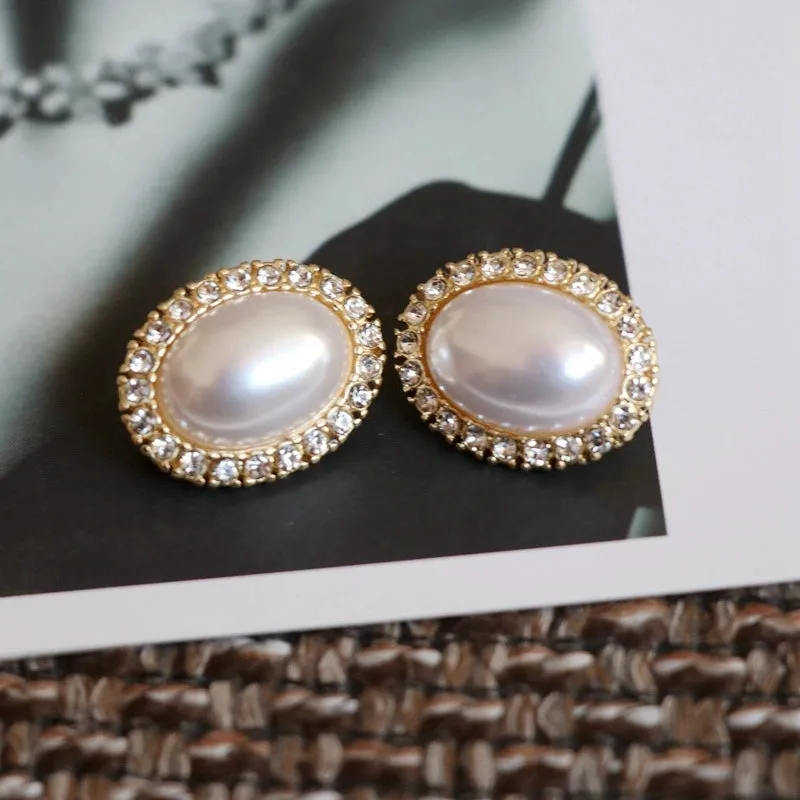 Gold Pearl Earrings With Cubic Zirconia | Style No. 219