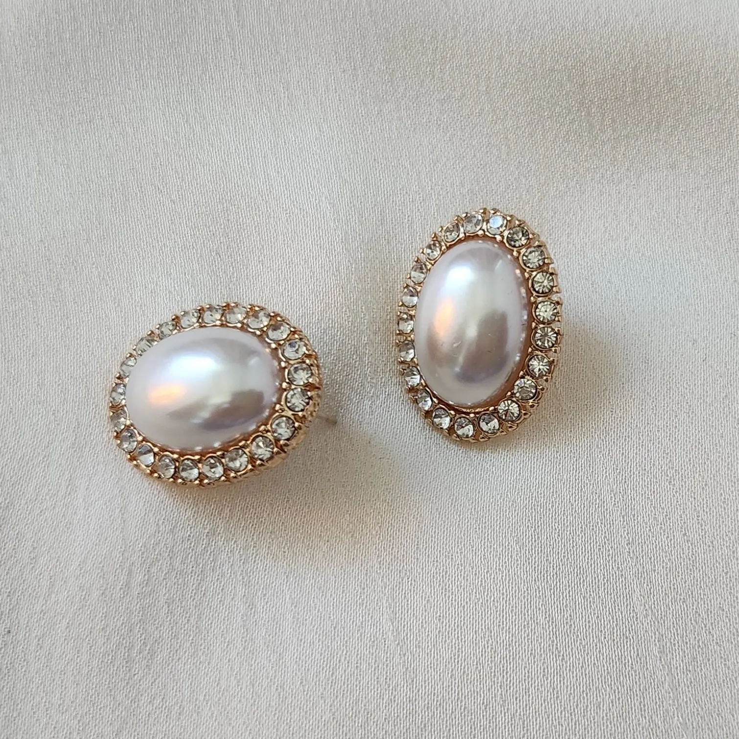 Gold Pearl Earrings With Cubic Zirconia | Style No. 219