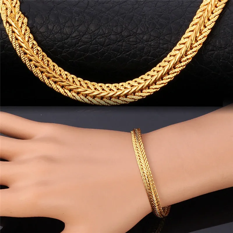 Gold Plated Bracelet New Fashion Rock Style 21 cm 0.6 cm Thick Snake Chain Bracelet Men Jewelry