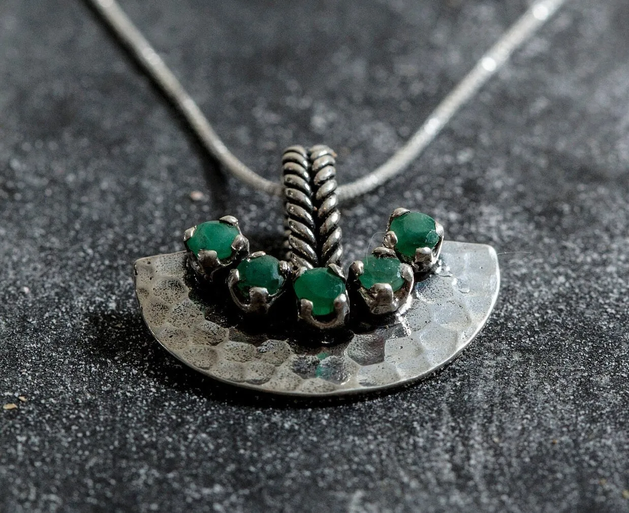 Green Emerald Necklace - Egyptian Necklace - Ancient Emerald Pendant