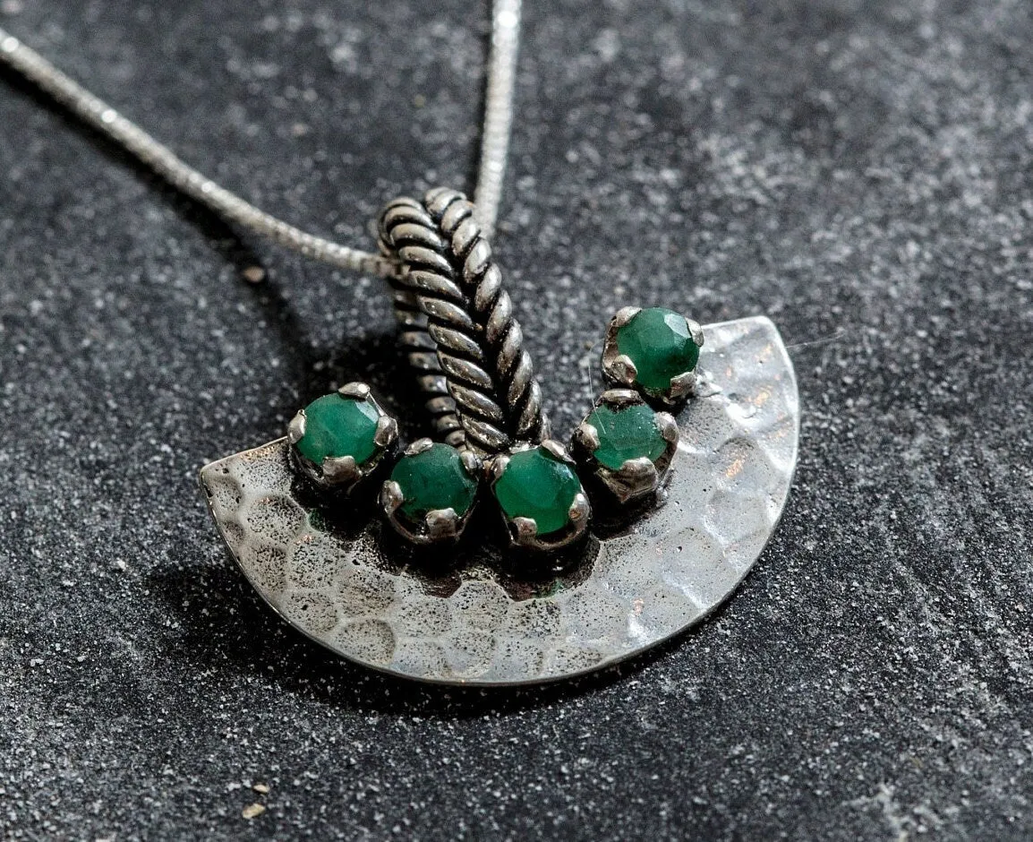 Green Emerald Necklace - Egyptian Necklace - Ancient Emerald Pendant