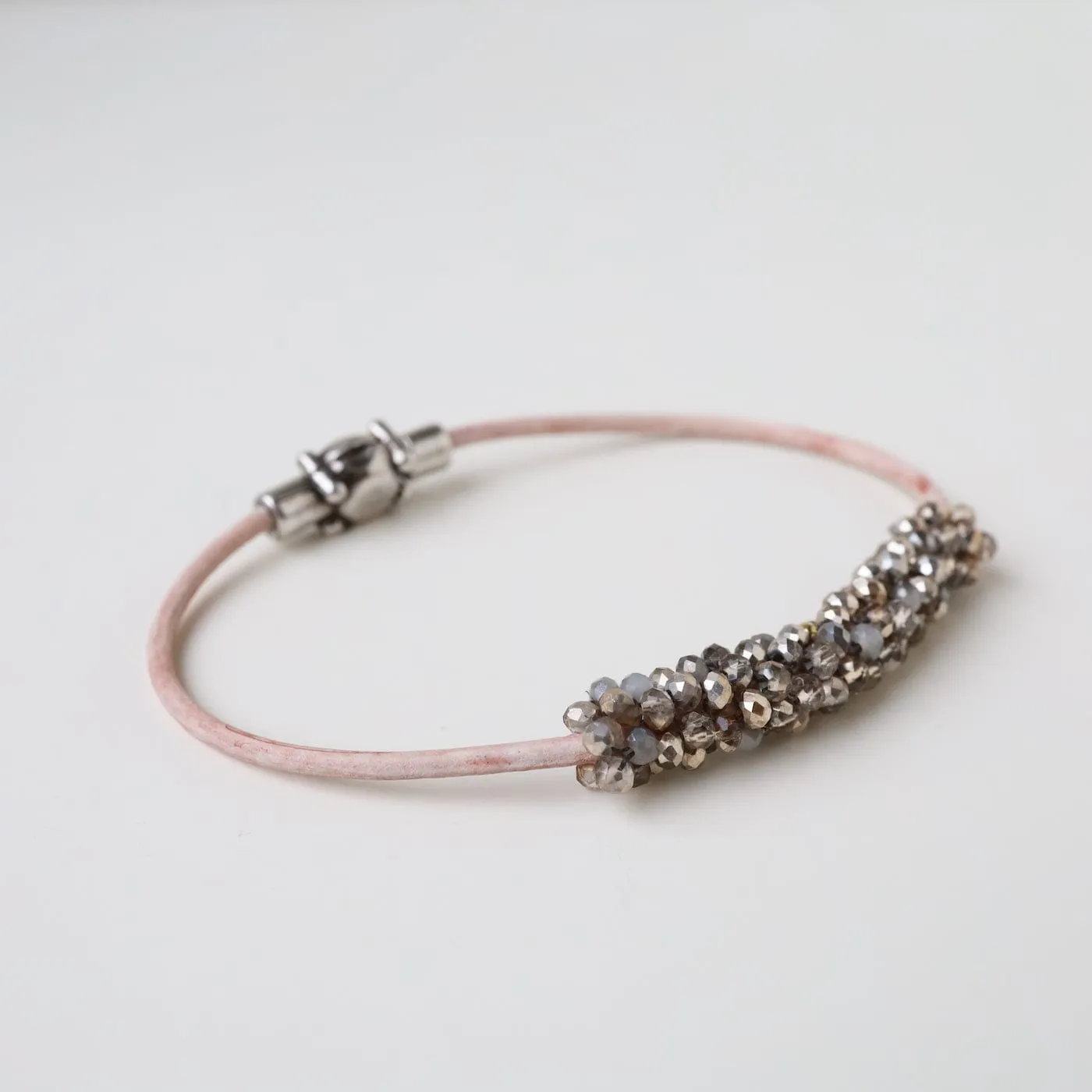 Hand Stitched Metallic Crystals Bracelet