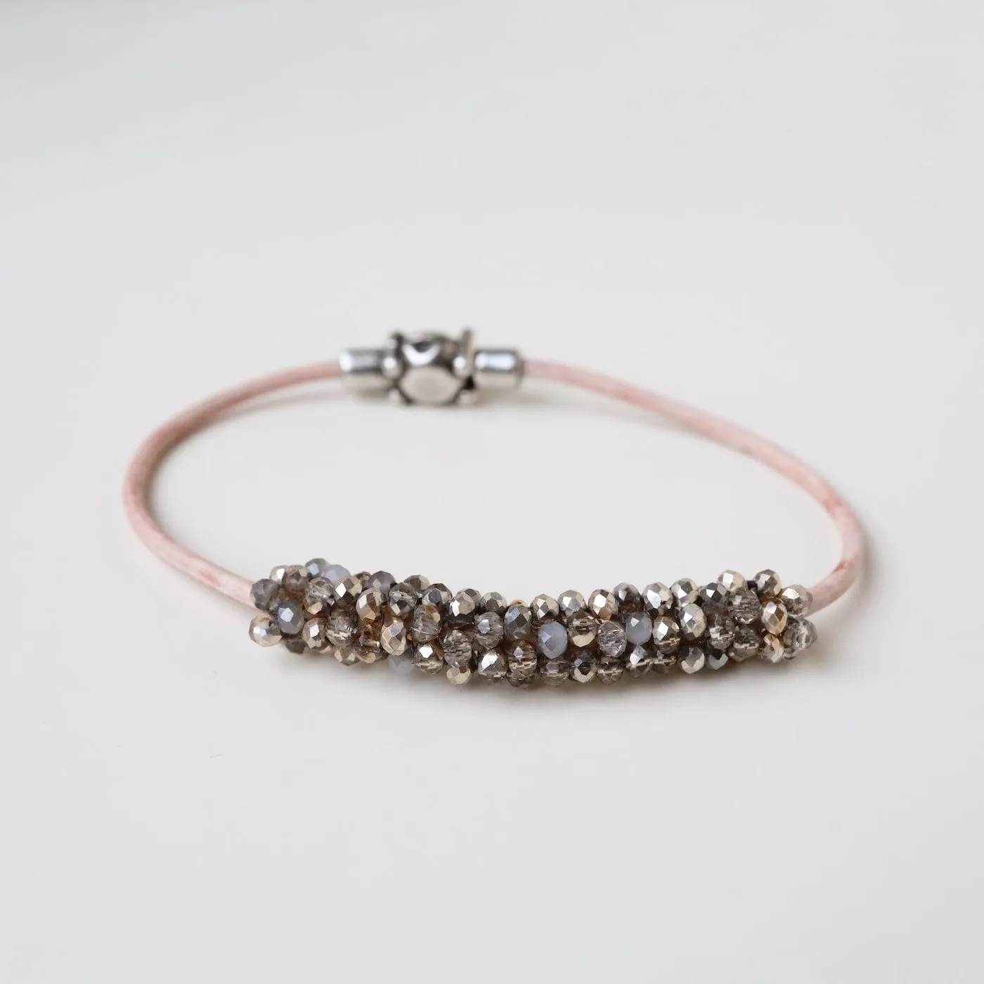 Hand Stitched Metallic Crystals Bracelet