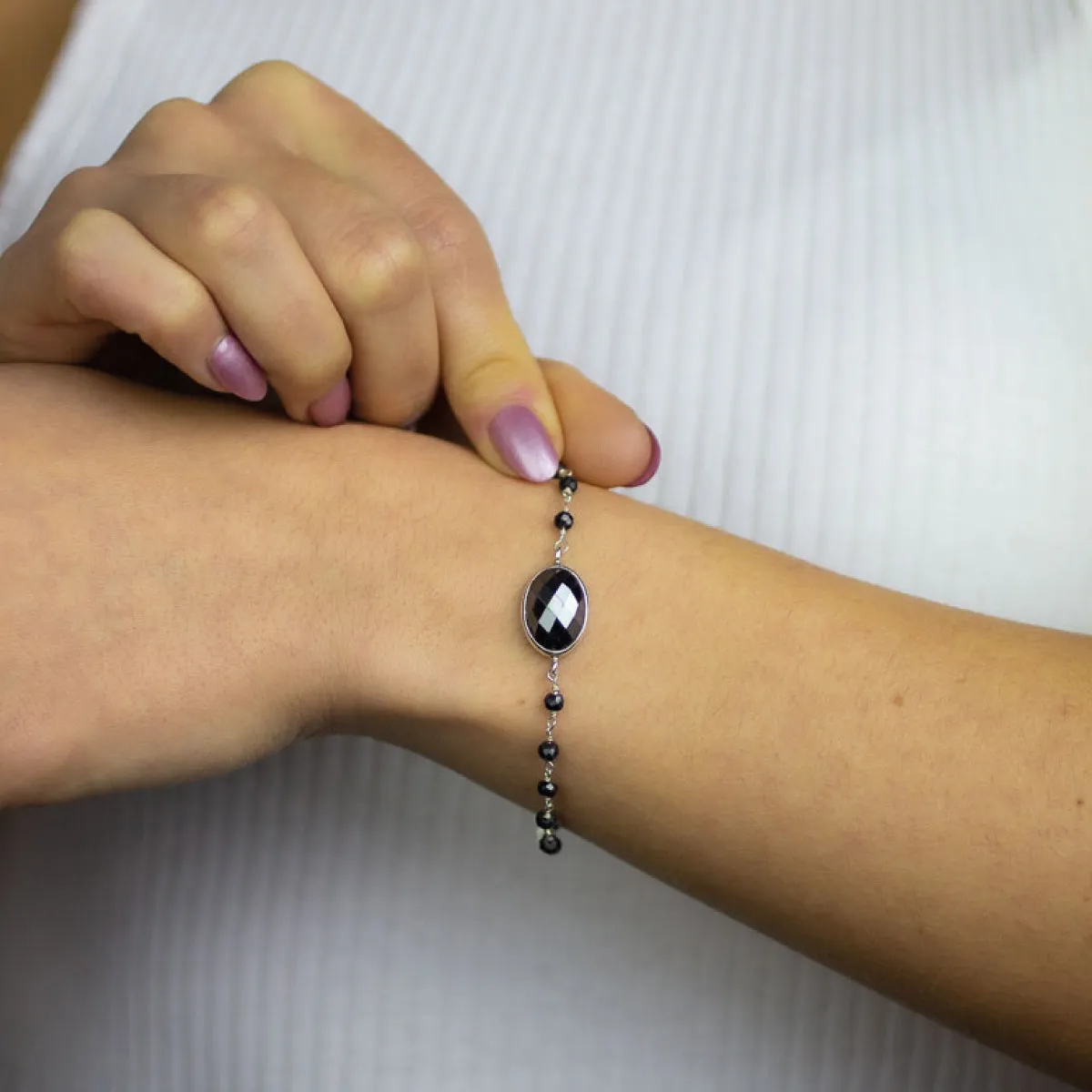 Hematite & Black Onyx Beaded Bracelet