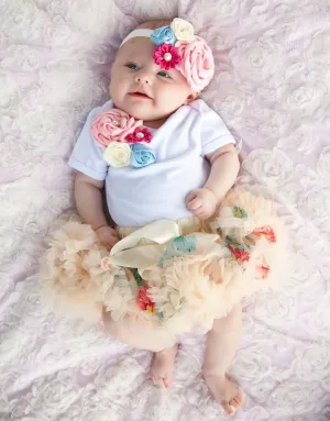 Hot Pink, Light Pink, Blue & Cream Rosettes Headband