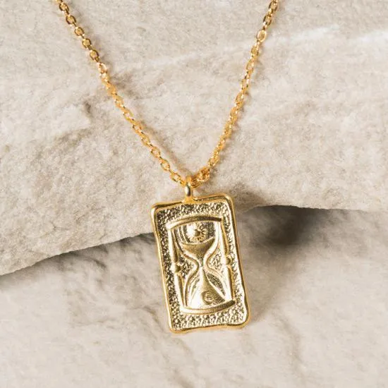 Hourglass Mini Tag Necklace - 24kt Gold