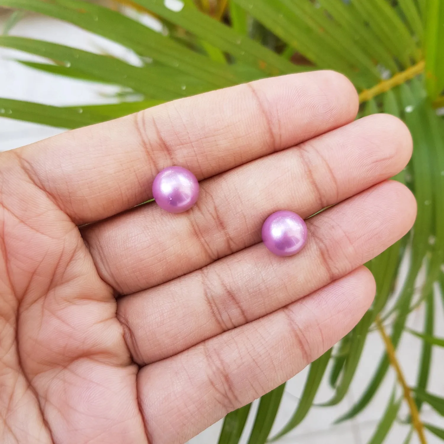 Imeora Purple 10mm Shell Pearl Stud