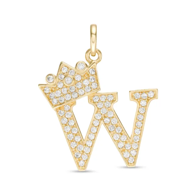 Initials Letters Pendant / 14k Yellow Gold Initials with Crown Cubic Zirconia Charm / Dije de las Iniciales en Oro