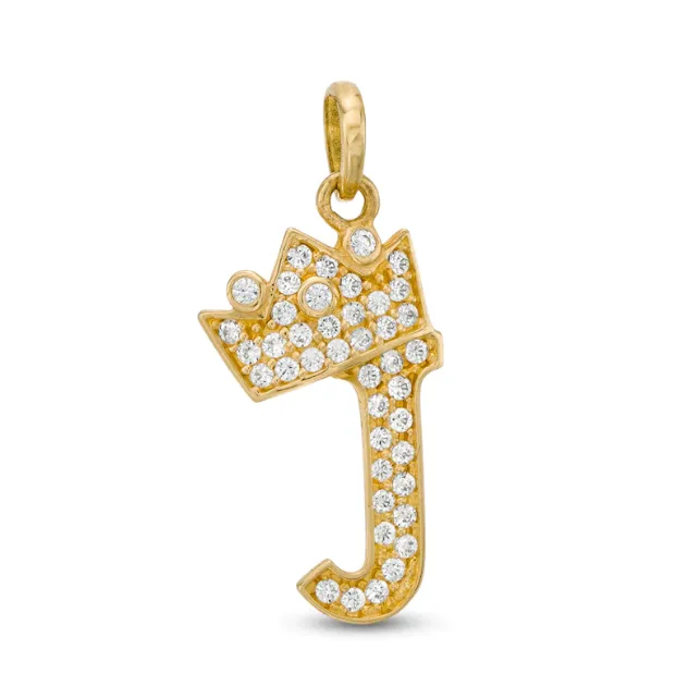 Initials Letters Pendant / 14k Yellow Gold Initials with Crown Cubic Zirconia Charm / Dije de las Iniciales en Oro