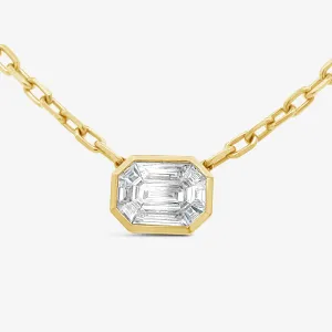 Invisible Set Emerald Cut Diamond Paperclip Necklace