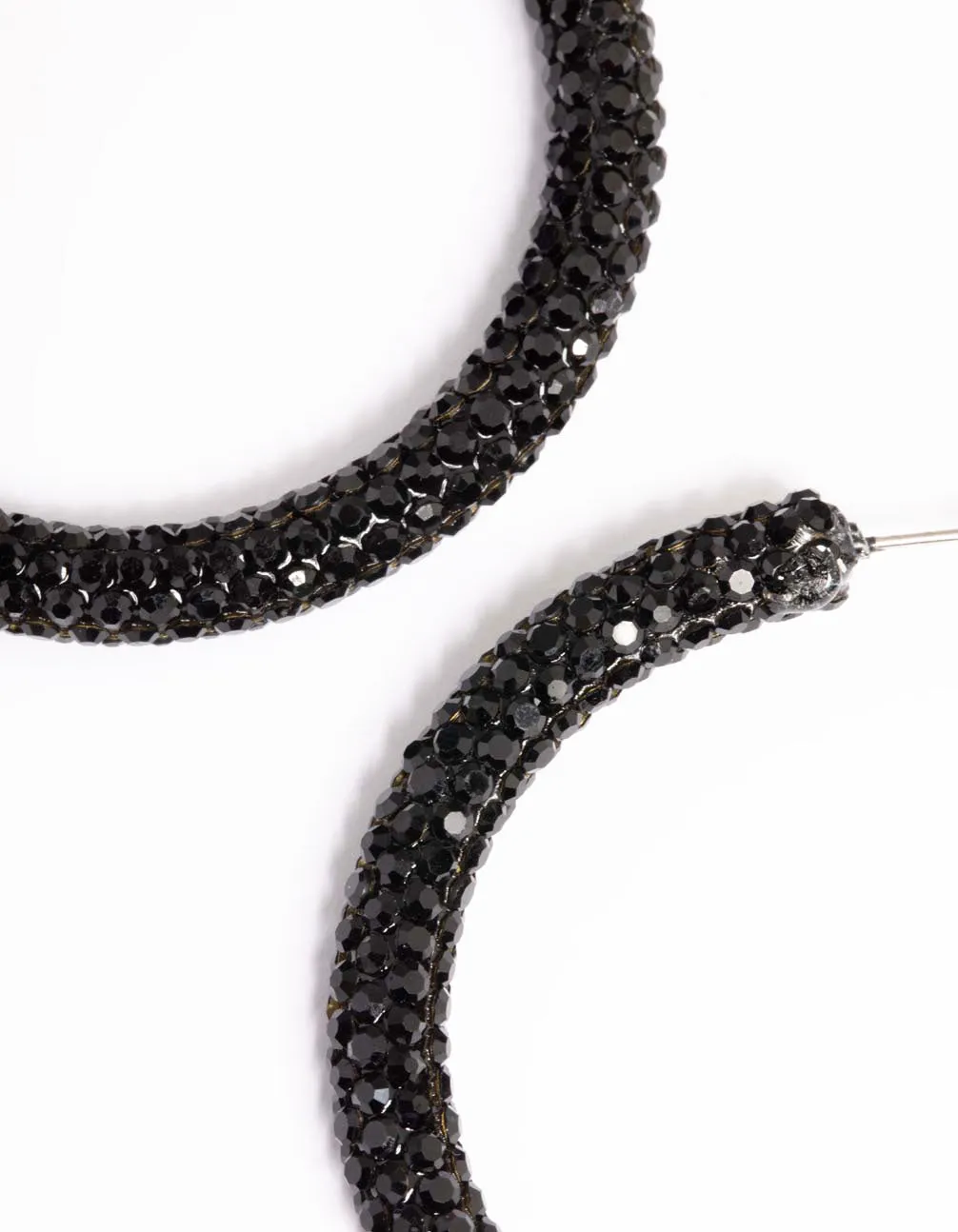 Jet Black Coated 40mm Crystal Hoop Earrings