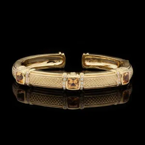 Judith Ripka Citrine 18Kt Yellow Gold Cuff Bracelet