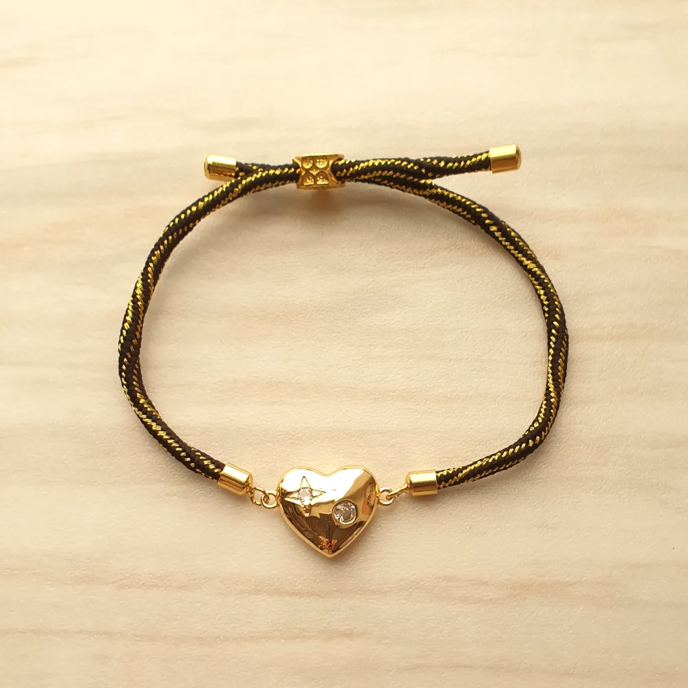 Kelly North Star Heart Metallic Corded Slider Bracelet