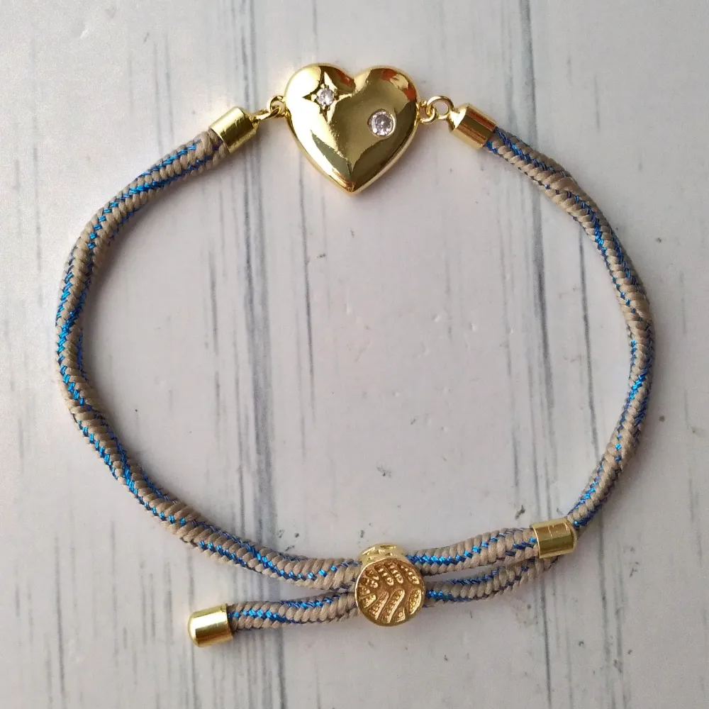 Kelly North Star Heart Metallic Corded Slider Bracelet