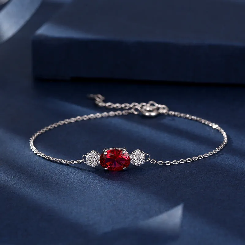 Korean Version Of White Copper Red Sapphire Bracelet Simple Atmosphere