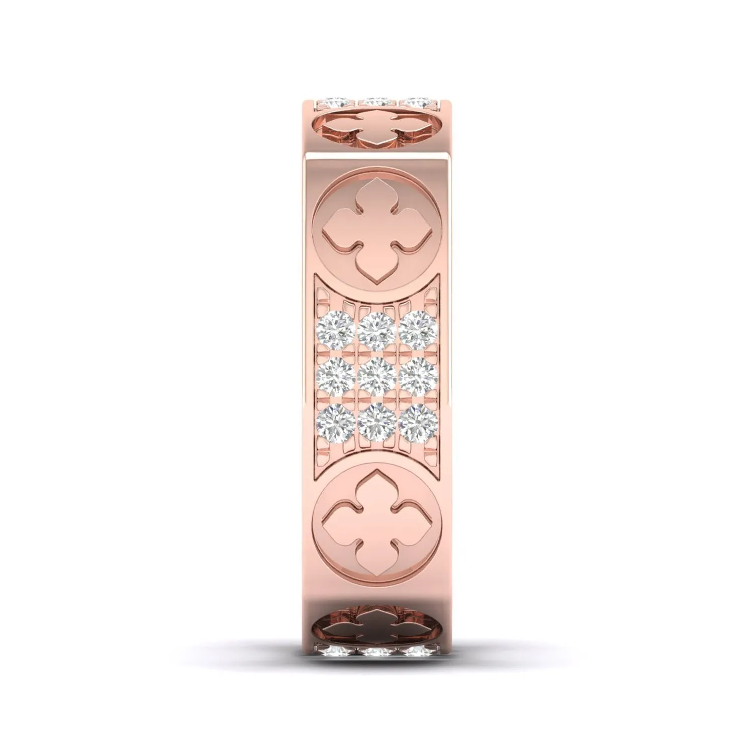 La Fleur 5mm 4-Diamond Rows Square Band