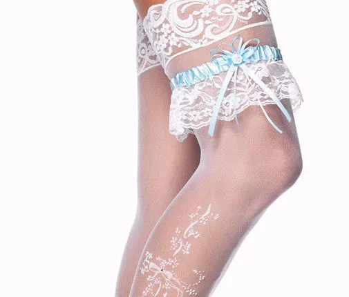 Lace Leg Garter Blue