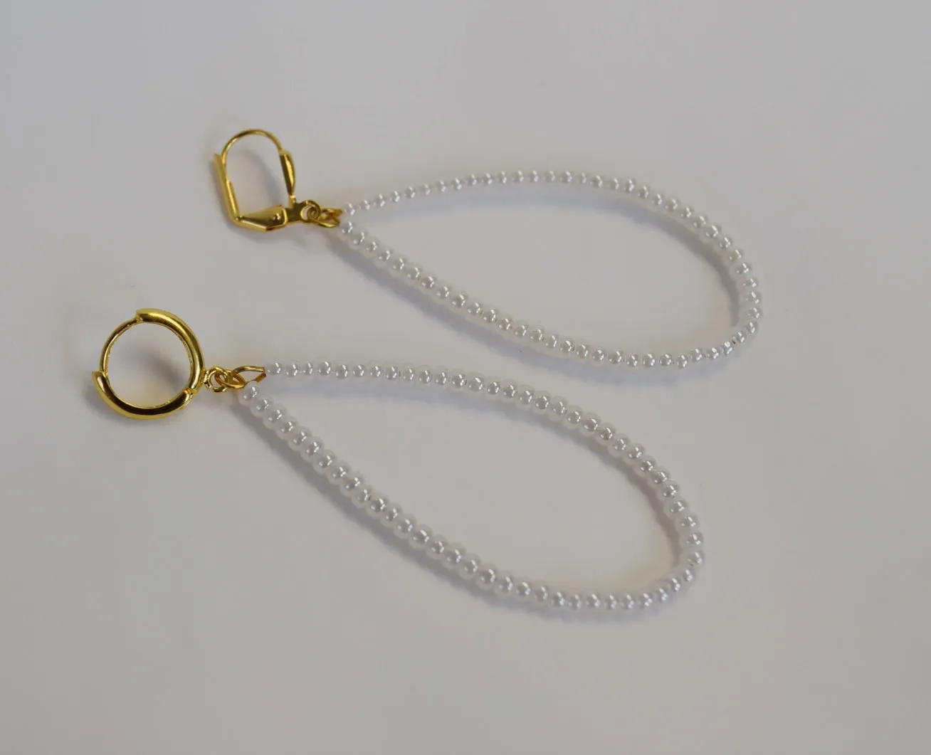 Large Glass Pearl Bead Hoop Earrings