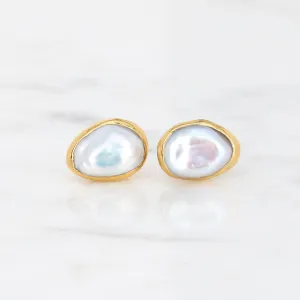 Large Raw Pearl Stud Earring