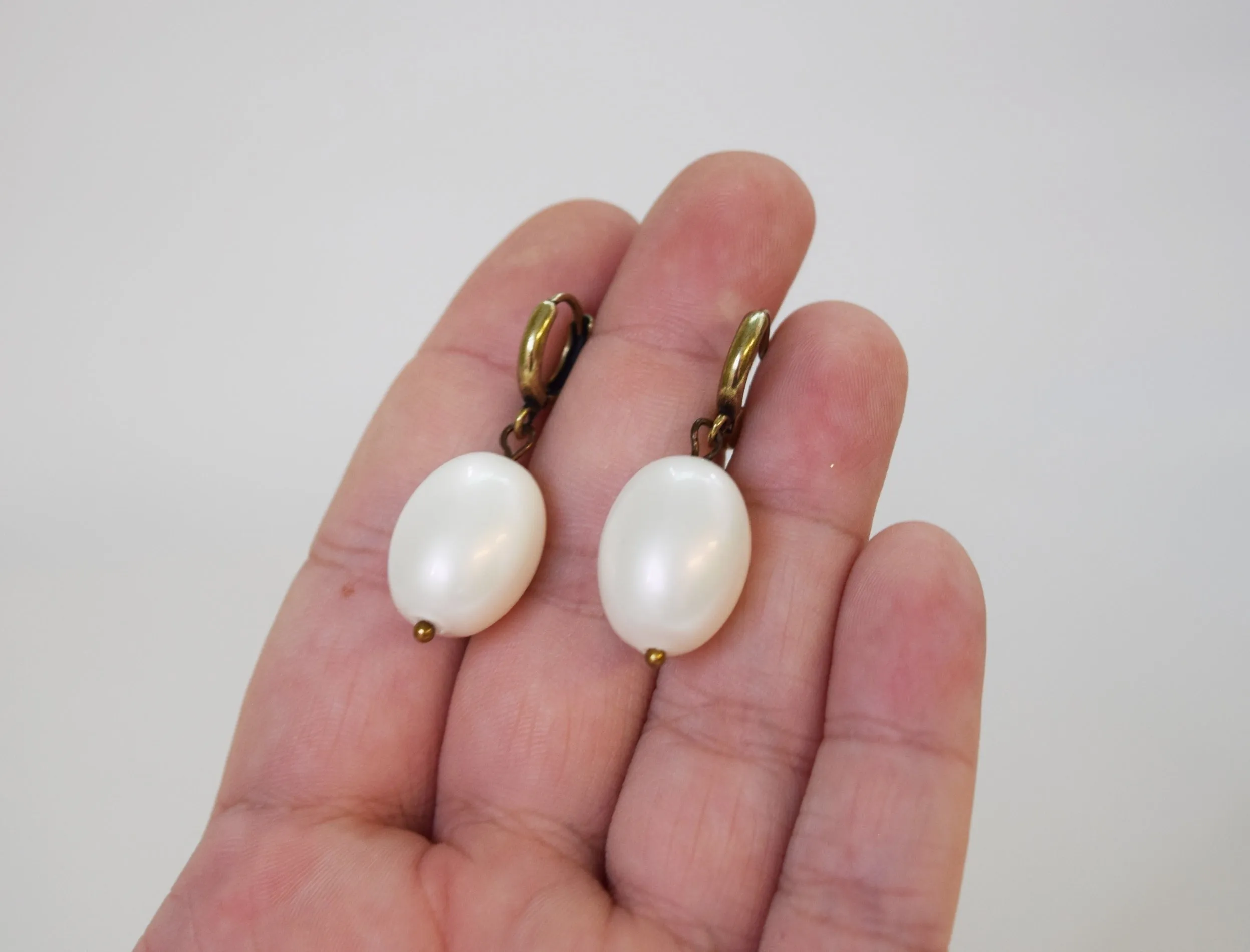 Large Shell Pearl Hoop Earrings