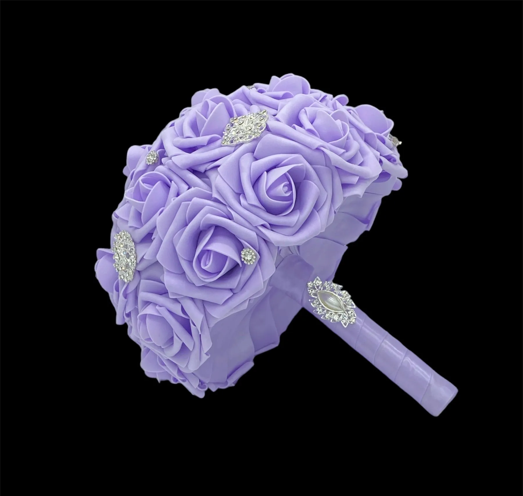 Lavender Real Touch Roses Brooch Bouquet or DIY KIT ~ KIT-500