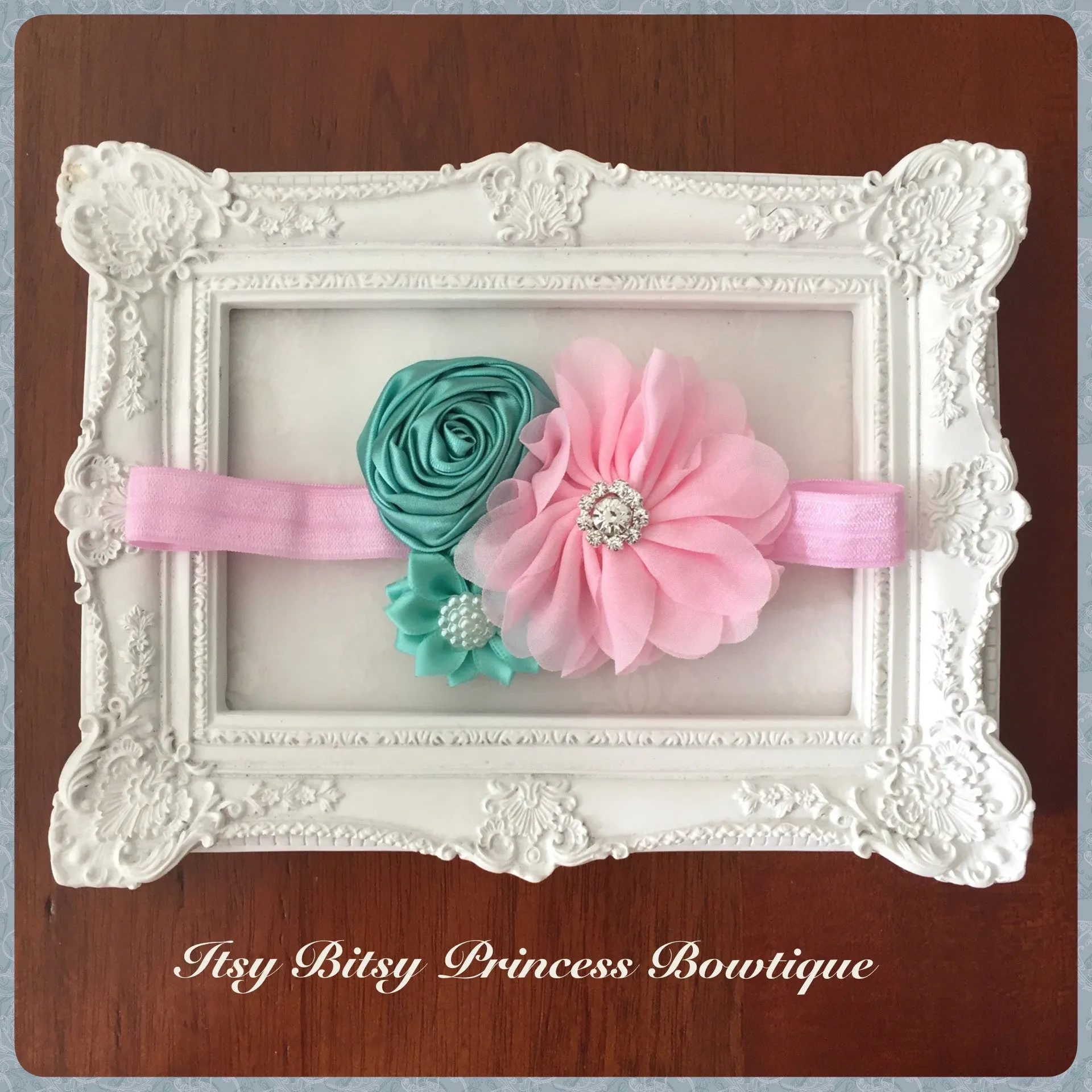 Light Pink & Mint Blossom Headband