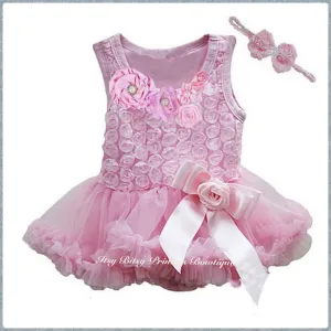 Light Pink Rosettes Pettiskirt Romper