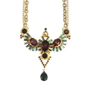 McPherson Necklace in Gold with Burgundy Pendant