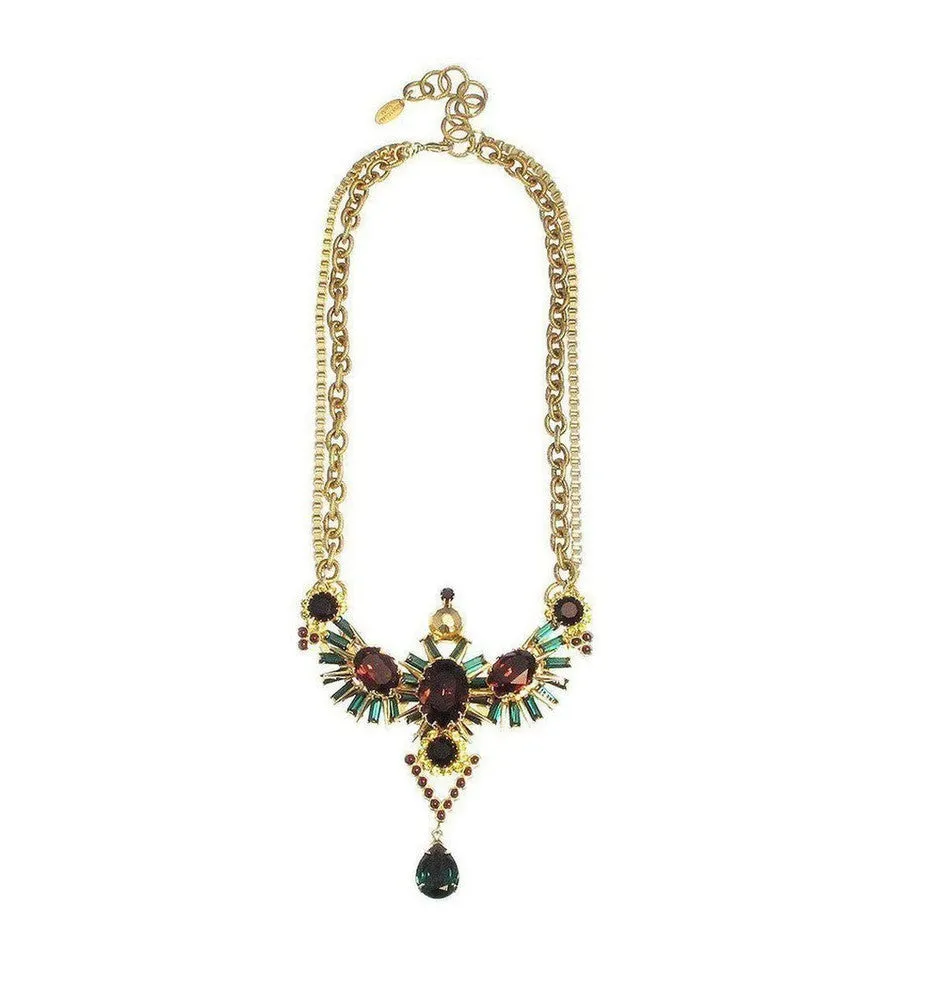 McPherson Necklace in Gold with Burgundy Pendant