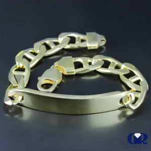 Men's Solid 10K Yellow Gold 11 mm ID Mariner Link Bracelet 8.5"