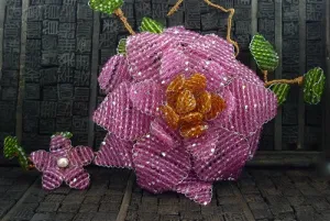 Mindy Lam Jumbo Pink Rose Swarovski Crystal Brooch