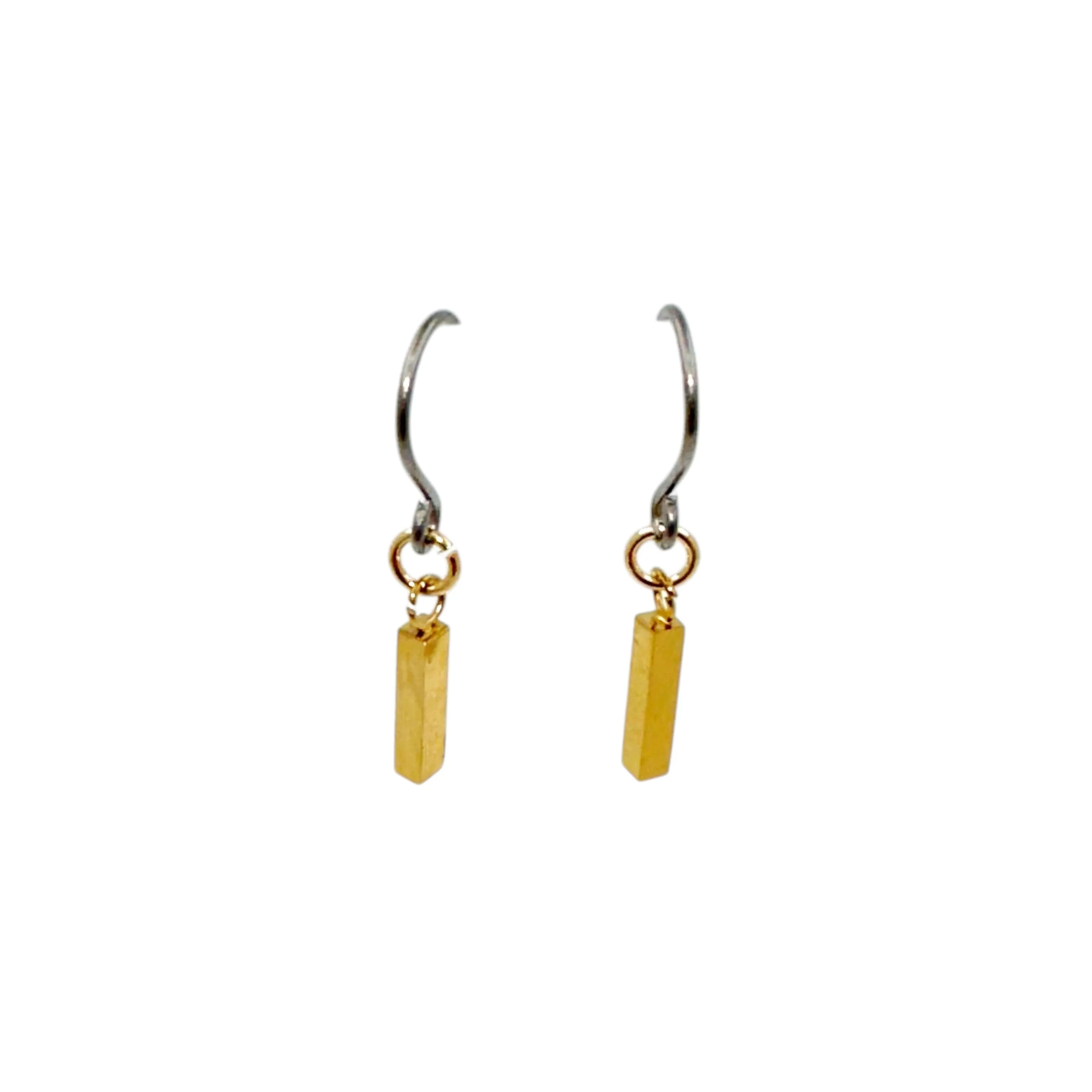 Mini gold bar earrings