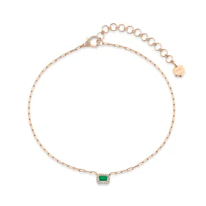 MINI ME DIAMOND & EMERALD HALO DROP NECKLACE