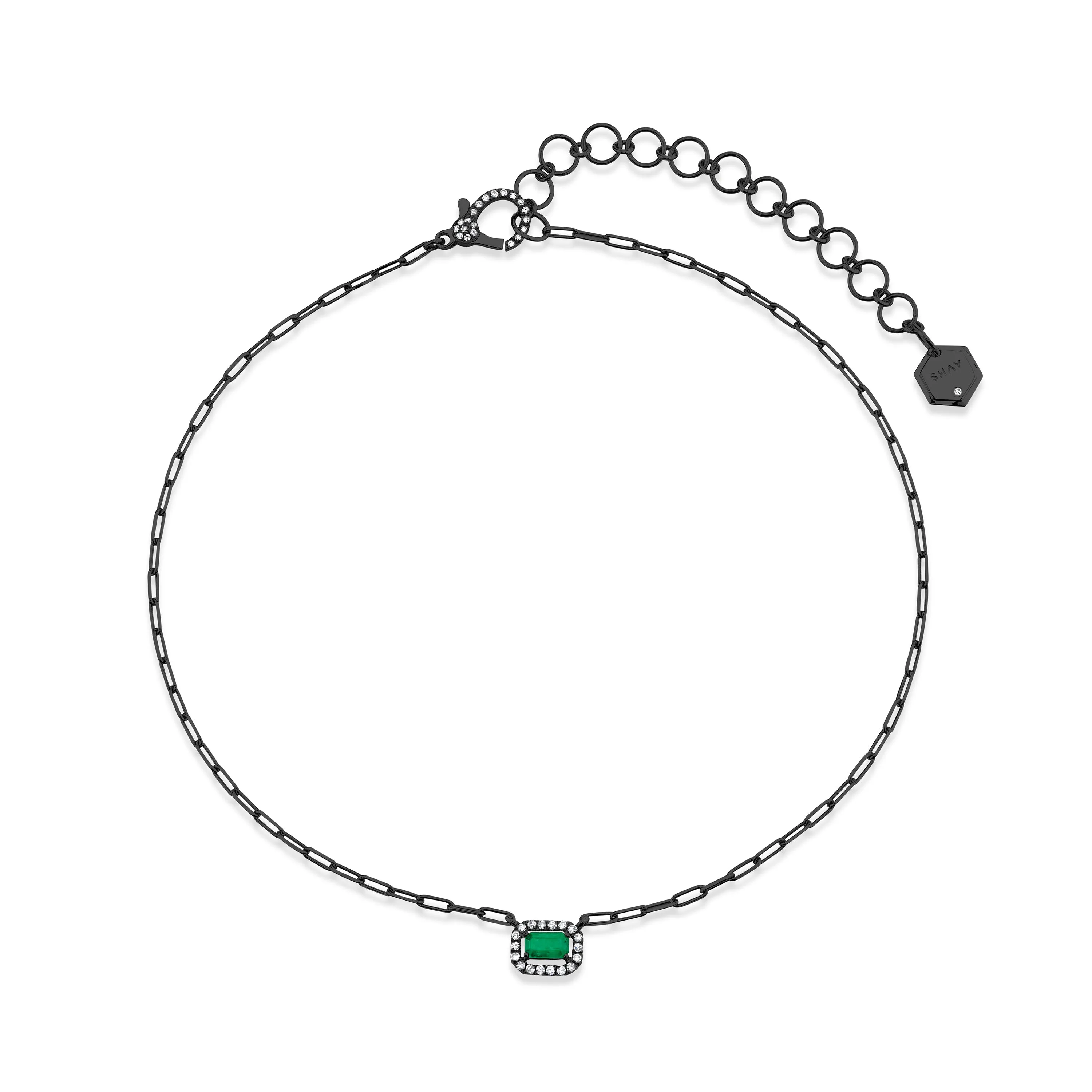 MINI ME DIAMOND & EMERALD HALO DROP NECKLACE