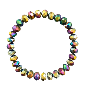 Multi Metallic Faceted Rondelle 8mm Bracelet