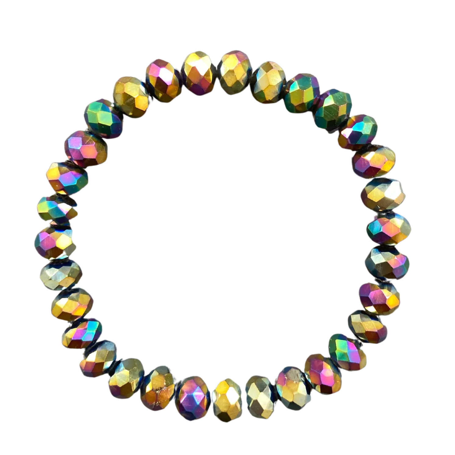 Multi Metallic Faceted Rondelle 8mm Bracelet