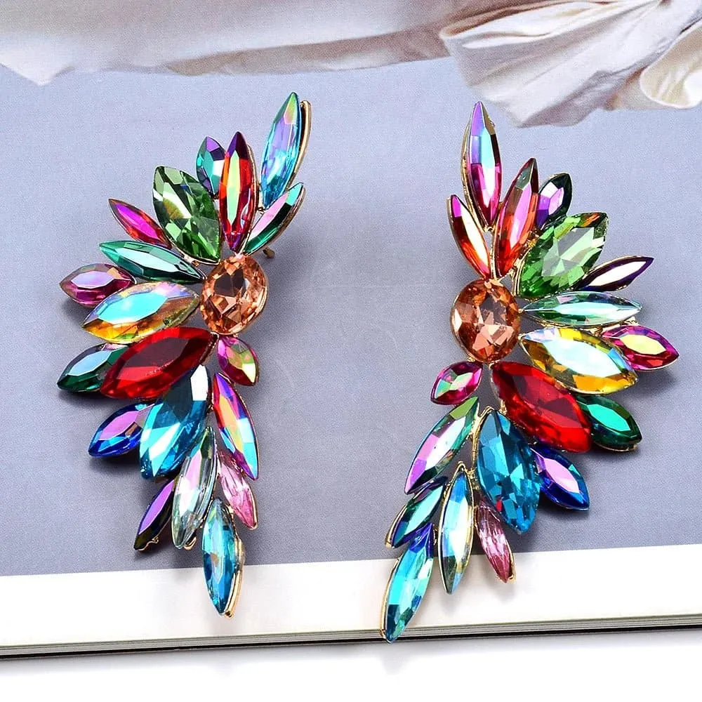 Multicolored Crystal Geometric Drop Earrings - Classic Fashion Jewelry for Women