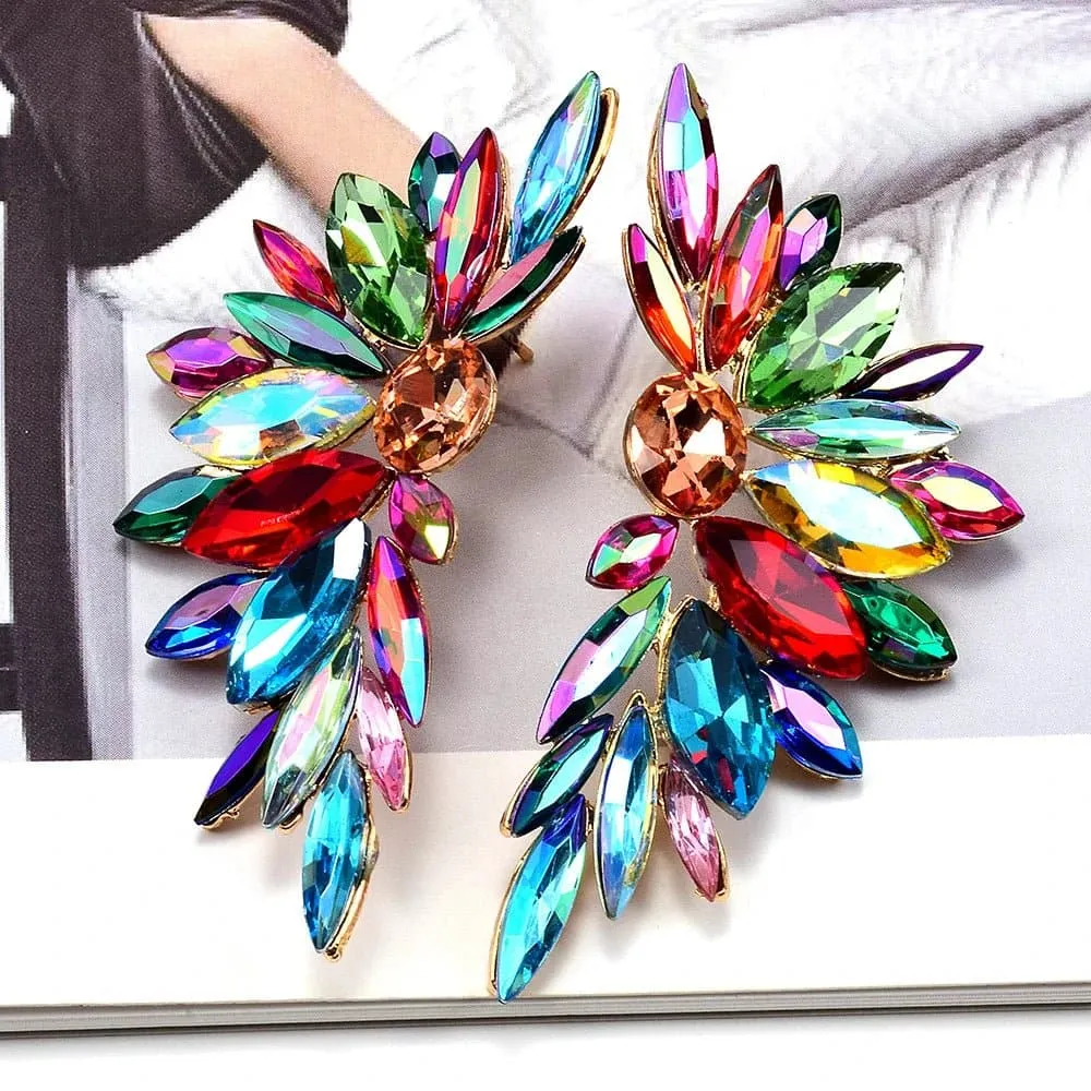 Multicolored Crystal Geometric Drop Earrings - Classic Fashion Jewelry for Women