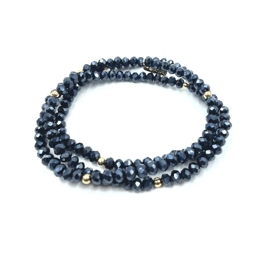 Navy Metallic and 14k gold filled bracelet stack