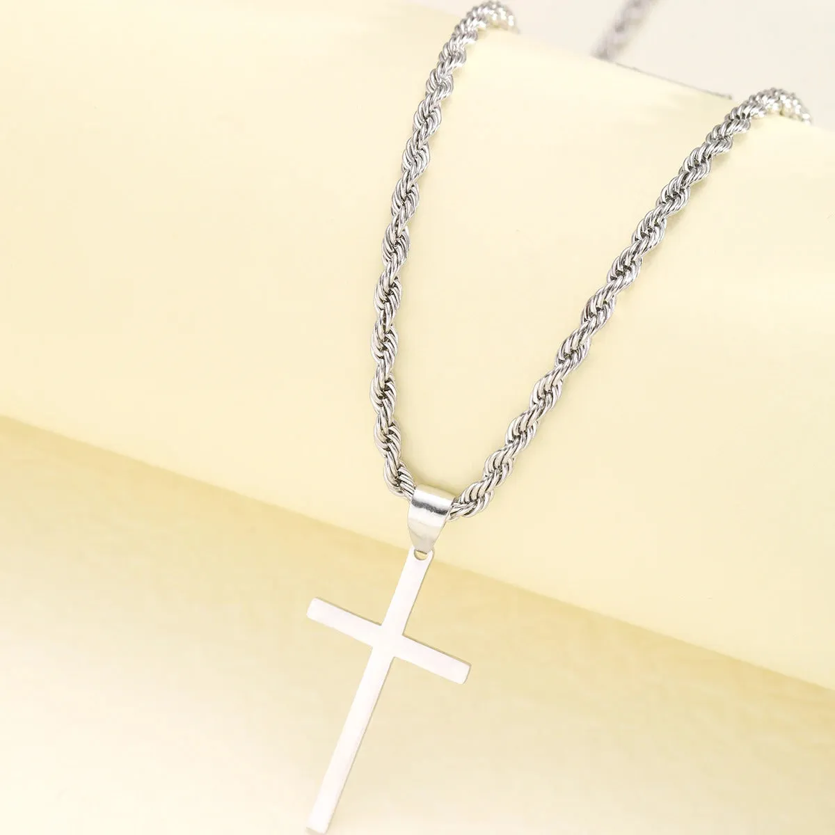 New Stainless Steel Cross Pendant Necklace for Men Women Minimalist Gold Color Jewelry Male Female Necklaces Chokers Gifts 2024