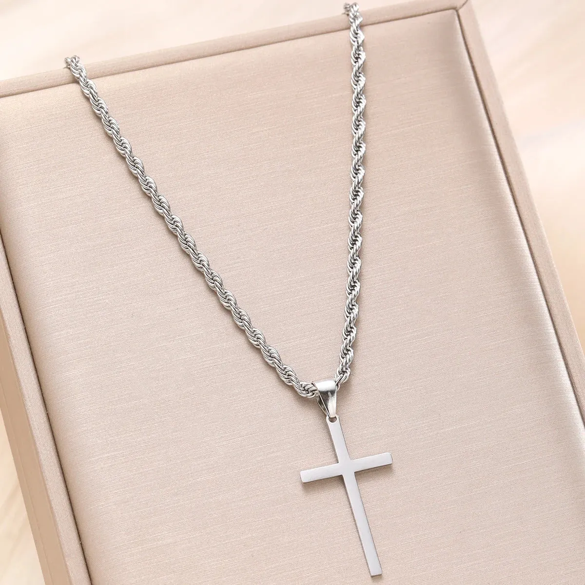 New Stainless Steel Cross Pendant Necklace for Men Women Minimalist Gold Color Jewelry Male Female Necklaces Chokers Gifts 2024