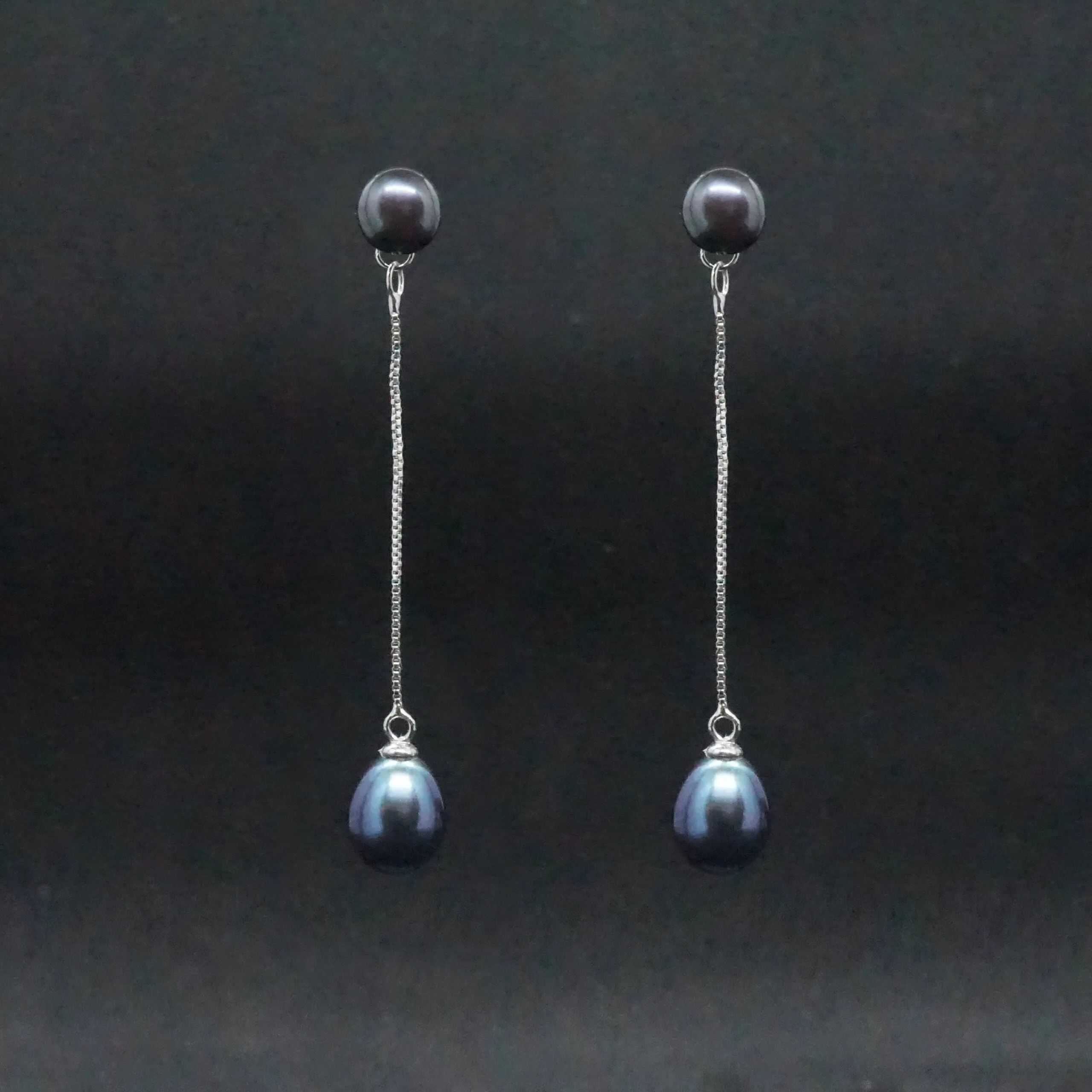 Nova X - White Pearl Silver Drop Earrings