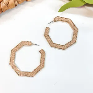 Octagon Hoop Earrings in Tan Snake Print